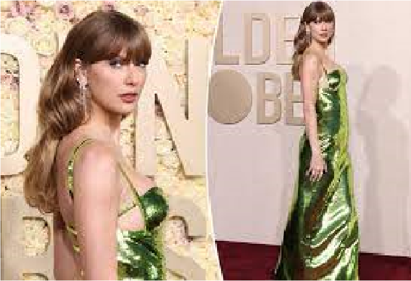 Taylor Swift Looks Incredible at the 2024 Golden Globes in a Sparkling Green Gown!