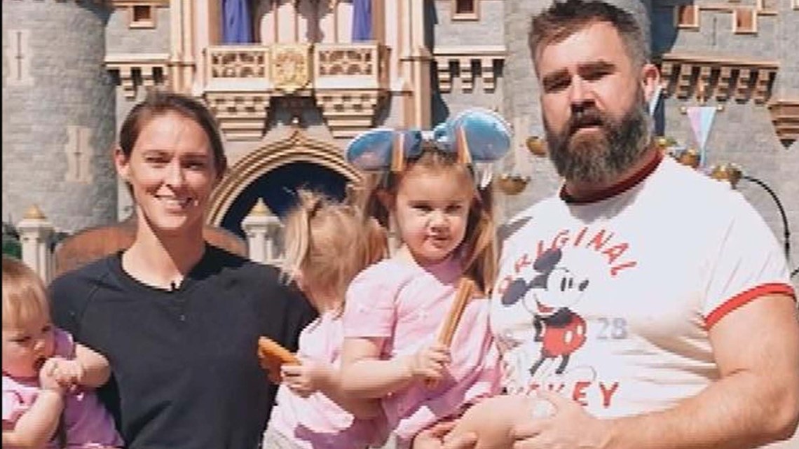 Jason Kelce Wife Kylie shares adorable pictures of her daughter's Wyatt , Elliotte  and Bennett Rooting for Travis’ Taylor ” Predict win for the Chiefs against  San Francisco 49ers