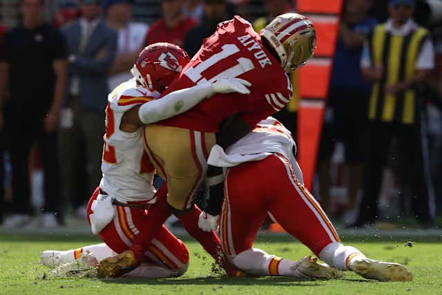 BREAKING: Patrick Mahomes Banned for The Season for cleaning out 49ers defender with BRUTAL bodycheck as he scores rushing touchdown