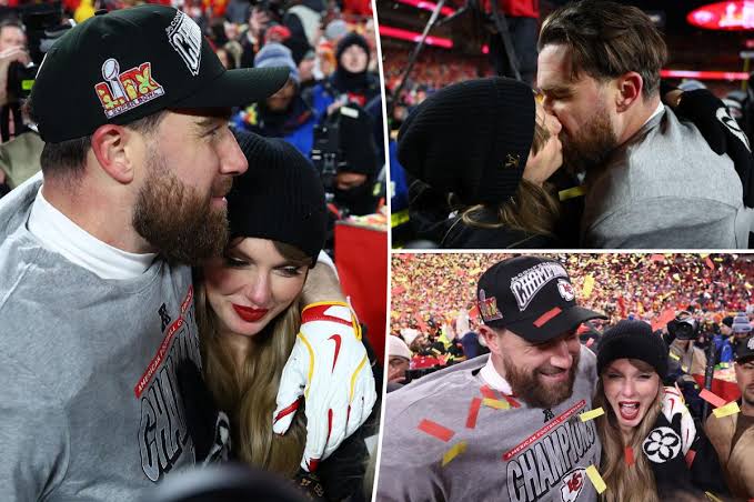 Breaking: Travis Kelce and Taylor Sweet celebrate Kansas City Chiefs advancing to the Super Bowl, the Pop-star could not hold her joy as she gives the Chiefs Star a wet KISS in this Emotional Clip