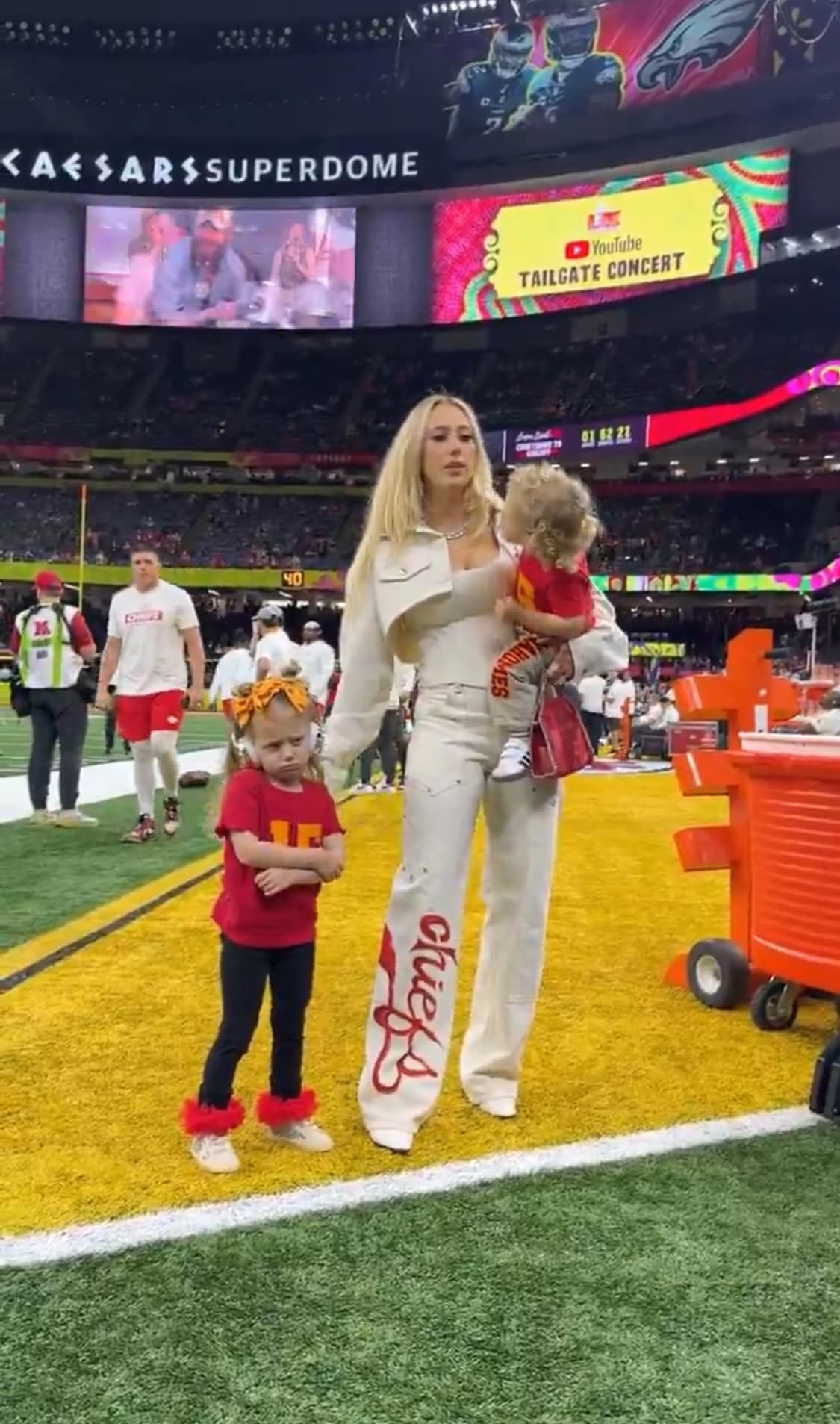 Breaking: Brittany Mahomes Brings Newborn Golden Raye to the Super Bowl but Fans Blast Her for ‘Losing Control’ in Viral Video as Crying Daughter Sterling Refuses to Cooperate for a Photo