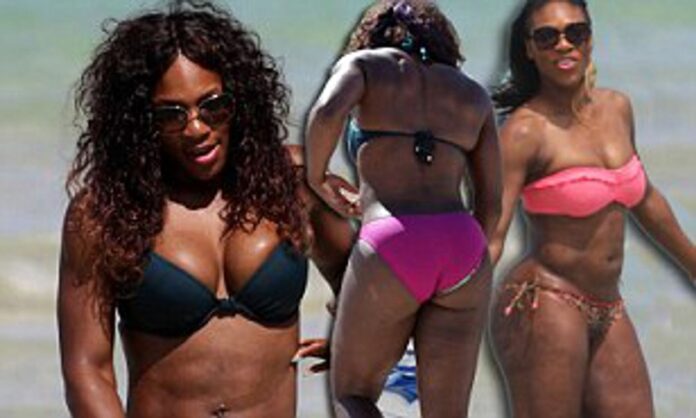 Serena Williams shows off a slimmer figure in tiny bikini