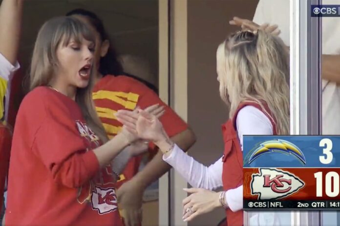 Taylor Swift's special handshake with Brittany Mahomes is ROASTED on social media... while others are charmed by new 'besties' amid singer's romance with Travis Kelce