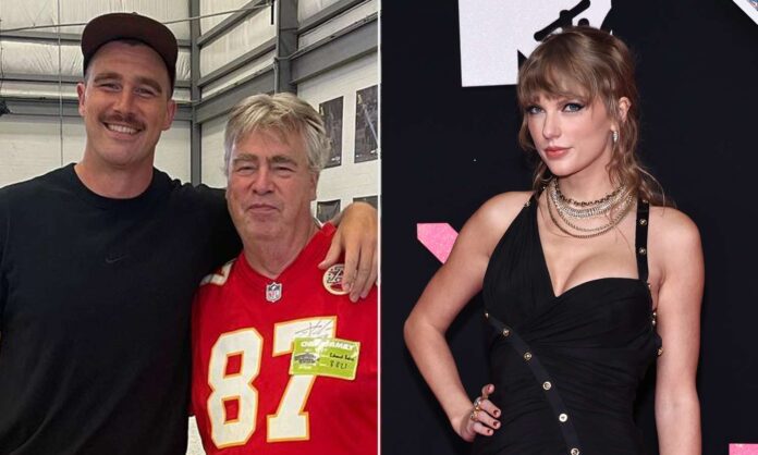 Travis Kelce Jokes About Seeing His Dad Talk to Taylor Swift at Chiefs Game: 'Terrifying Conversation'