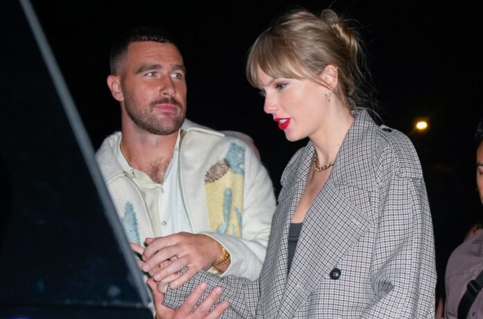 Travis Kelce was asked a question about if he's 'in love' with Taylor Swift , his answer spark controversy