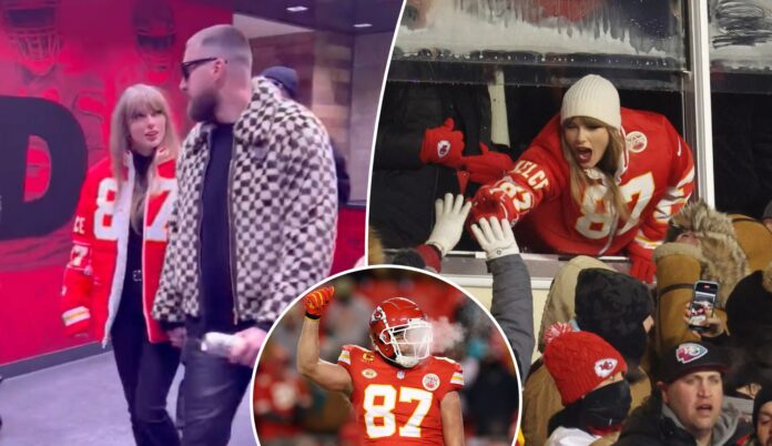 Taylor Swift and Travis Kelce Make a Cute Exit Together After Chiefs' Playoffs Win
