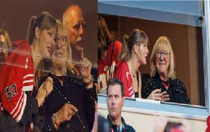 Taylor Swift Sits with Travis Kelce Mom Donna and Jason wife Kylie in Super Bowl Suite as They Cheer on Travis and the Chiefs