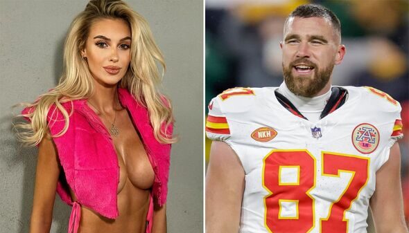 Hot cake Trav ' Travis Kelce gets attention from model Veronika Rajek , revealing her admiration and professing love 