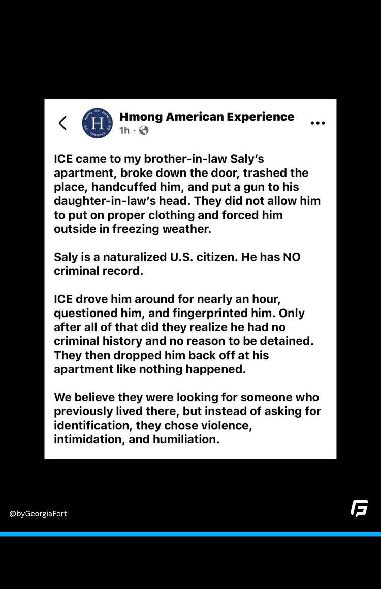 Watch as ICE breaks down the door of the home of an elderly Hmong man, drags him out without clothes, and detains him.