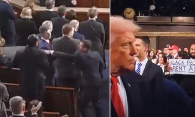 At the 2026 State of the Union, Sen. Markwayne Mullin Tries to Snatch Rep. Al Green’s “Black People Aren’t Apes” Sign Referencing Donald Trump’s Truth Social AI Post Depicting the Obamas as Apes — Green Files Criminal Assault Charges, Says Mullin “Doesn’t Like the Truth Seeping Through,” and Claims His Explanation Shows He’s Desperate to Please Trump