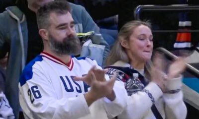 Kylie Kelce CAUGHT Cheating on her husband with a mysterious man Jason Kelce in Milan at the U.S. women's ice hockey game