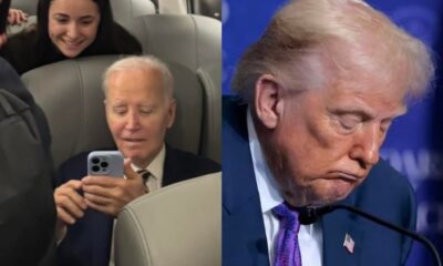 BREAKING: Former President Joe Biden's reacts to Trump sleeping at his own "Board of Peace" Meeting, the viral clip shows Biden with Fans on the Amtrak lines watching the embarrassing video