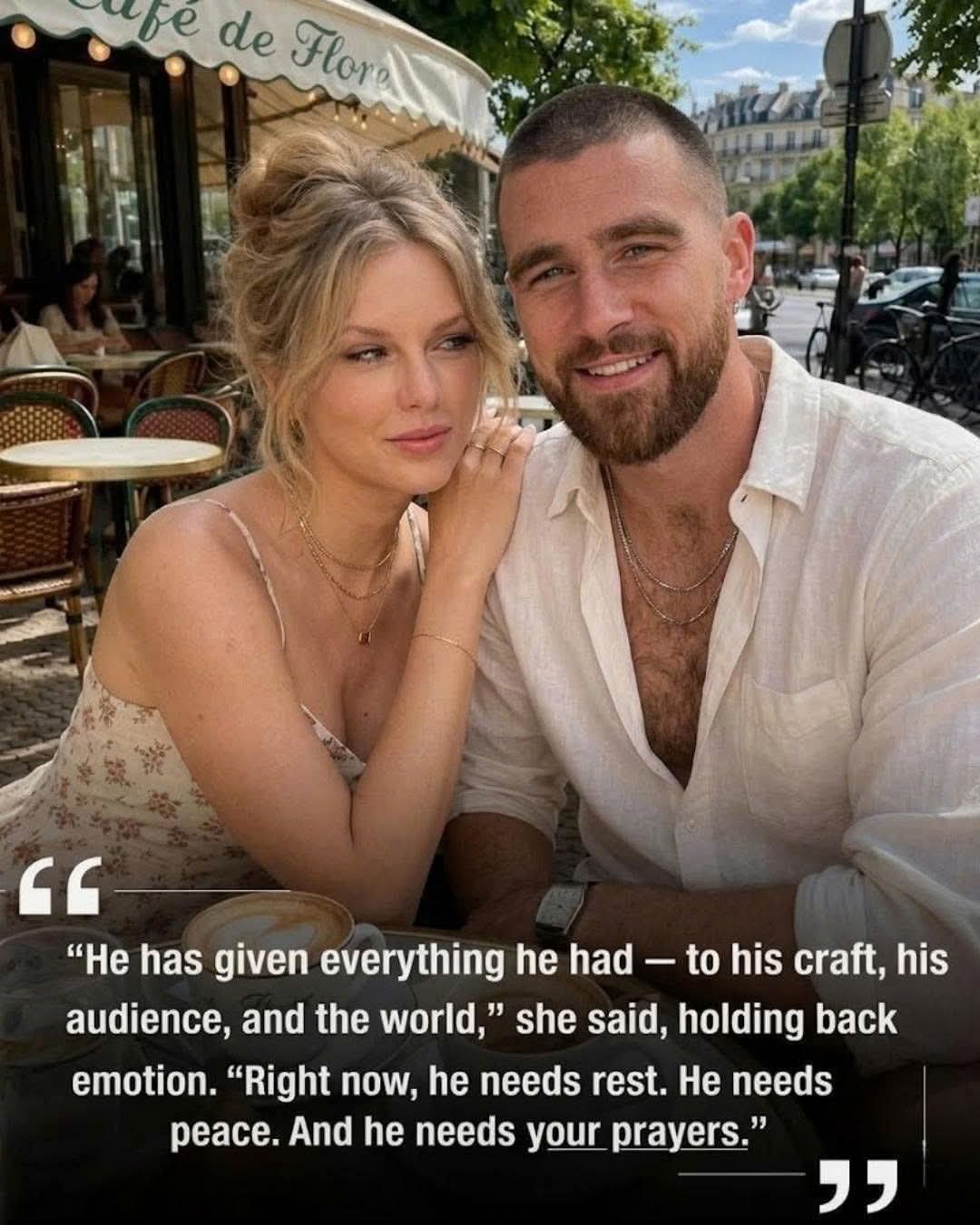 JUST IN – 15 Minutes Ago: Travis Kelce, the beloved sports superstar known for his charisma, leadership, and enduring connection with fans, is at the center of a deeply emotional update that has left supporters around the world shaken. The message came from his partner, Taylor Swift, whose brief but heartfelt words have sent waves of concern through fans everywhere. Speaking from home, she shared a rare and vulnerable glimpse into what they are currently facing.