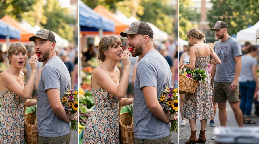 Taylor Swift and Husband Travis Kelce Steal the Spotlight as They Are Spotted at an Outdoor Farmers Market Days Before the Chiefs vs. Seahawks Game, Where He Buys Her Flowers and They Share a Strawberry, Plus 20 Wholesome Photos From Their Outdoor Date