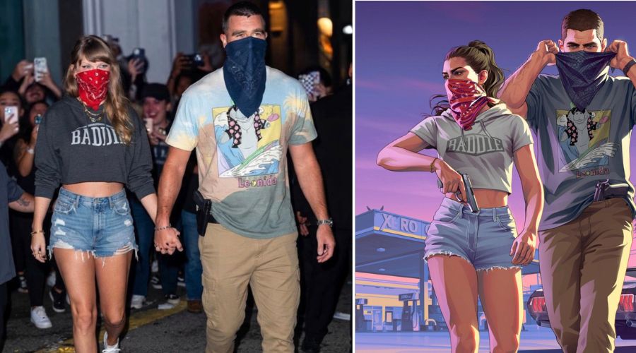 Taylor Swift and Travis Kelce dress up as Jason and Lucia from GTA 6 for Halloween on their dinner date in Kansas City