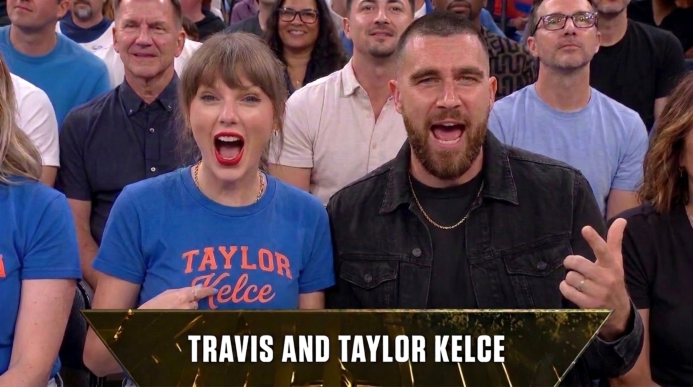 Taylor Swift Cheering on the Knicks Tonight with Husband Travis Kelce at the Knicks vs 76ers Game