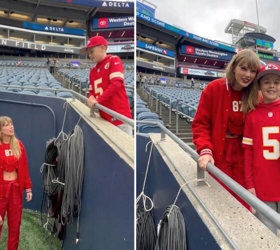 Taylor Swift and Husband Travis Kelce Make a Young Chiefs Fan Very Happy in a Heartwarming Moment in Seattle Ahead of the Chiefs vs. Seahawks Kickoff