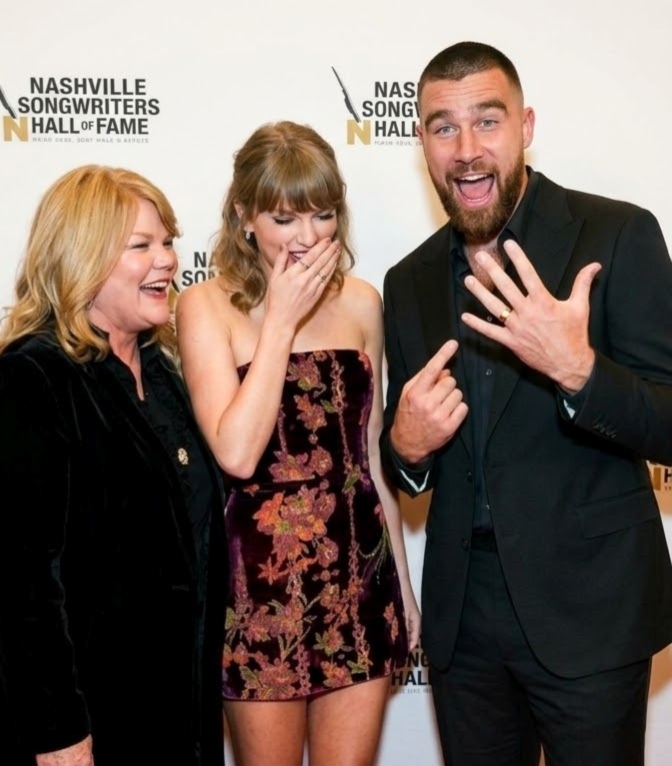Taylor Swift Stuns in a Burgundy Velvet Mini Dress With Chiffon Print as She Steals the Spotlight With Husband Travis Kelce and Mom Andrea Swift on the Red Carpet at Her Nashville Songwriters Hall of Fame Induction