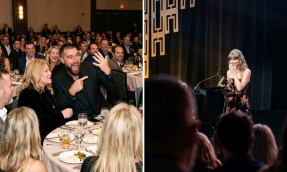 Travis Kelce Steals the Spotlight With Hilarious Shout, “That’s My Wife!” as Taylor Swift Delivers Her Nashville Songwriters Hall of Fame Induction Speech as the Youngest Inductee in History, Leaving Celebrity Guests and Fans Stunned as Andrea Swift Tries to Caution Him but He Can’t Contain His Pride in His Wife... See the Never-Before-Seen Clip